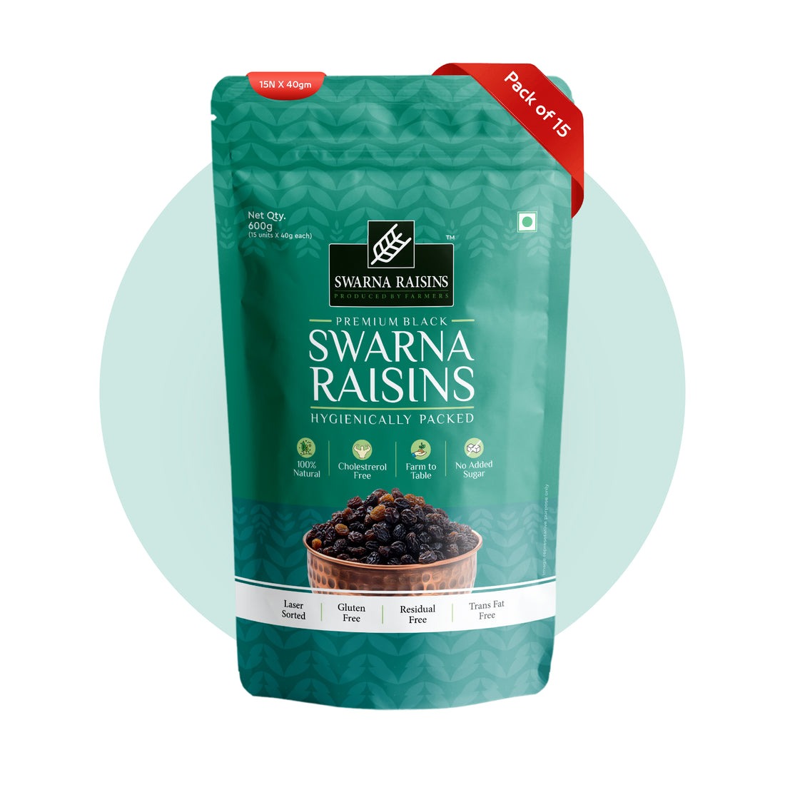 Swarna Black Raisins 40 gms (Pack of 30) - Rich in Antioxidants